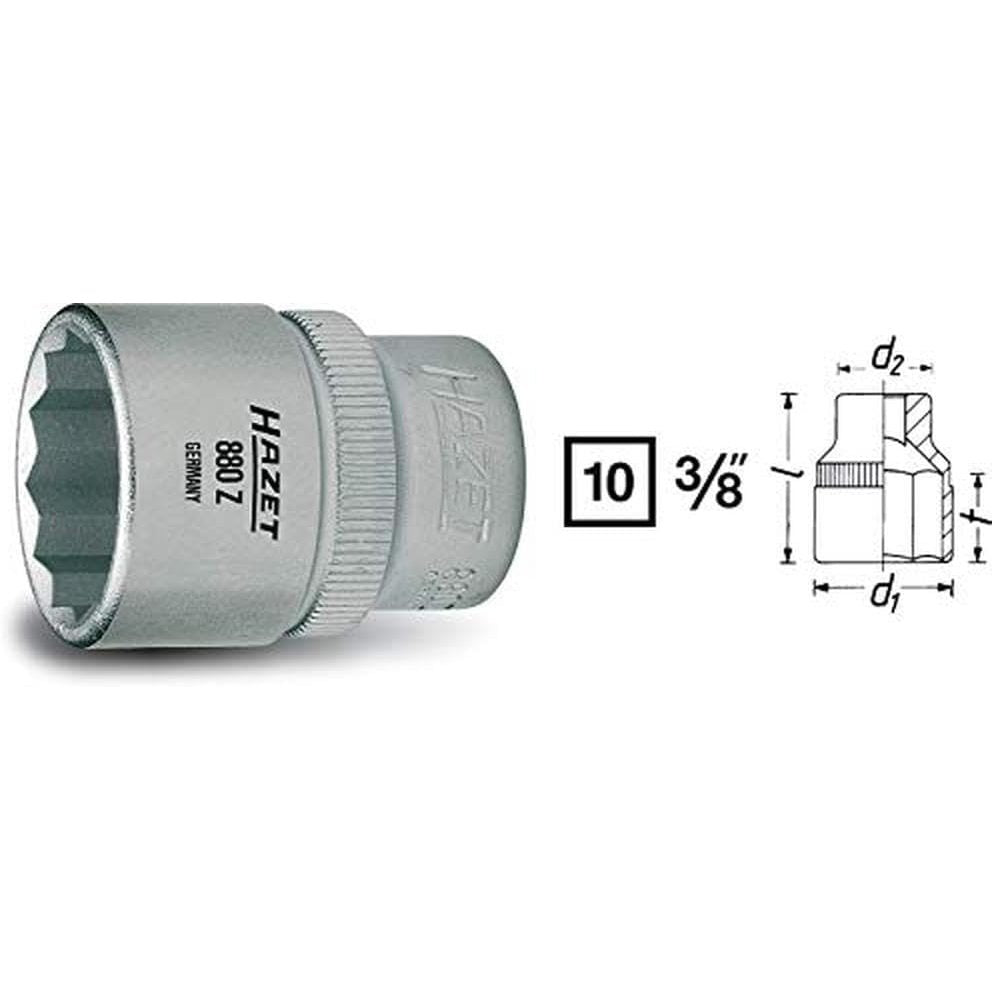 Hazet 880Z-13 - 3⁄8″ Socket With 12-Point Outside Traction Profile, 13 mm