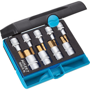 Hazet 986/9N 9 Pc 1/2" Hex Titanium-Nitride Socket Set 5-17mm-Liger Tools