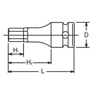 Koken 14012M.60-8 - 1/2" Sq Drive Bit Socket Hex - 60mm Length
