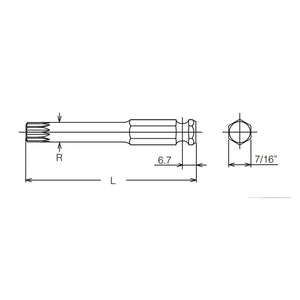 Koken 183X.150-M8 - 7/16" Hex Drive Bit XZN M8 Triple Square - 150mm Length
