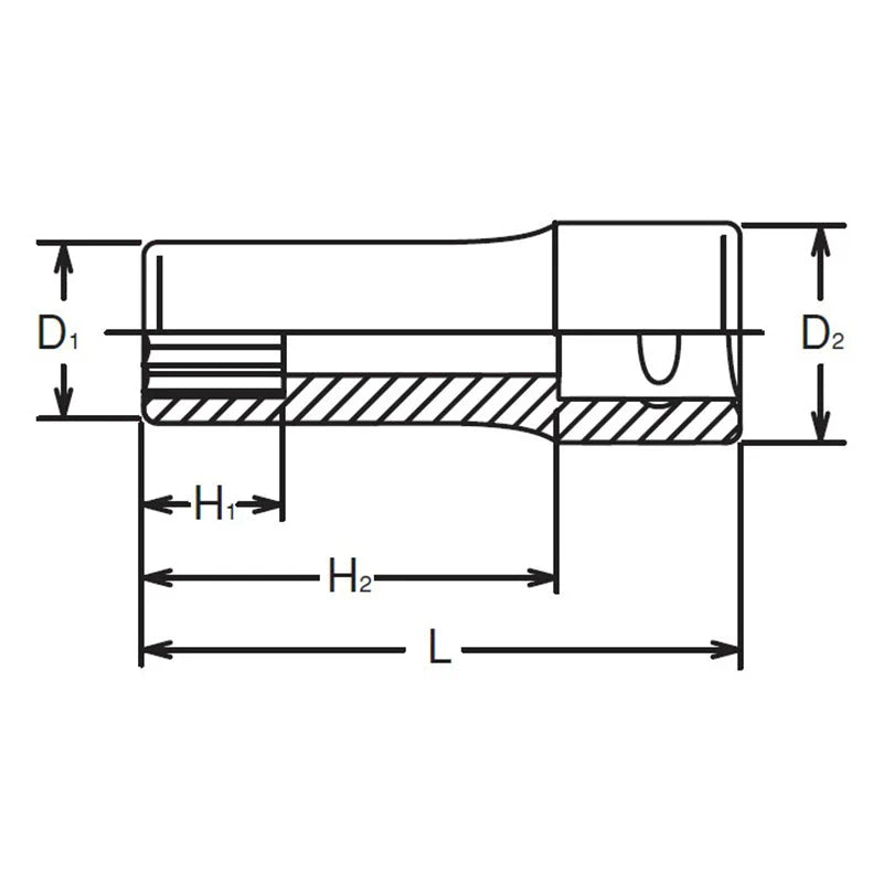 Koken 2300A-1/8 - 1/4" Sq Drive Socket, 6 point, 50mm Length