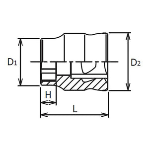 Koken 2400MZ-8 - 1/4 Sq. Drive 6 point chrome Metric Socket Z-Series