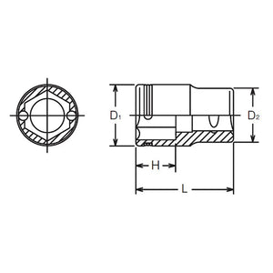 Koken 2450MS-8 - 1/4" Sq Drive Short NUT GRIP Socket