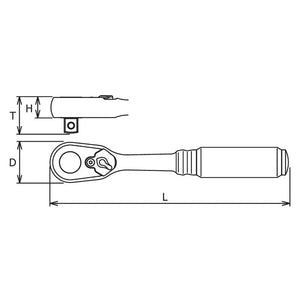 Koken 2725Z-160 - 1/4" Sq Drive Ratchet Handle 72 teeth 160mm Length Z-series