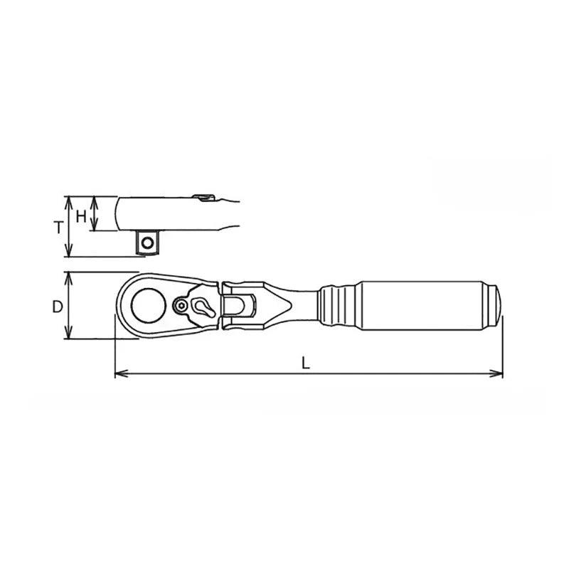 Koken 2726Z - 1/4" Sq Drive Ratchet Handle 72 teeth Flexible Head, 114mm Length - Z-series