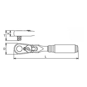 Koken 2726Z-3/8 L160 - 3/8" Sq. Drive Ratchet Handle 72 Teeth 160mm Length Z-series