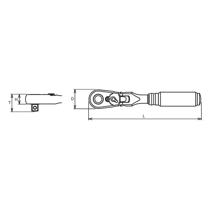 Koken 2726ZB-3/8 L160 - 3/8" Sq Drive Ratchet Handle 72 teeth Flex Head 160mm Length Z-series
