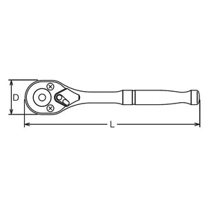 Koken 2749P-1/4HF - 1/4 Hex Drive Ratcheting Handle 125mm Length