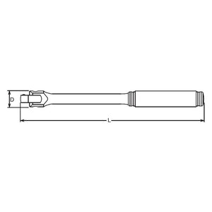Koken 2768J - 1/4 Sq. Dr. Hinge Handle Length 130mm Plastic Handle