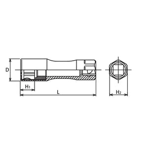 Koken 3300CZ-16 - 3/8" Sq Drive 6-Point Clip Type Spark Plug Socket - Z-Series