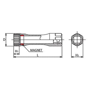 Koken 3305PZ-14 - 3/8" Sq Drive 12 point Magnetic Spark Plug Socket Z-Series 14mm-Liger Tools
