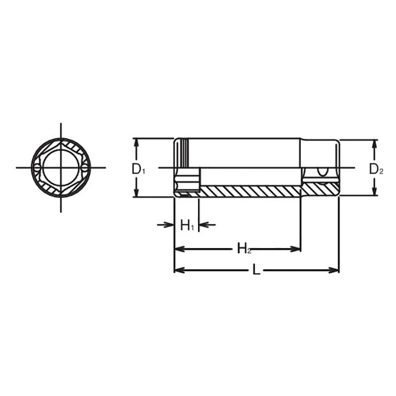 Koken 3350M-10 - 3/8 Sq. Dr. Deep NUT GRIP Socket - 10mm