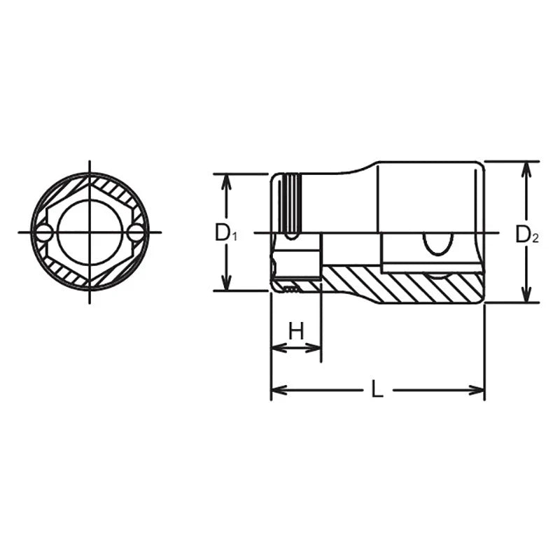 Koken 3450A-3/4 - 3/8" Sq Drive SAE Nut Grip Chrome Socket