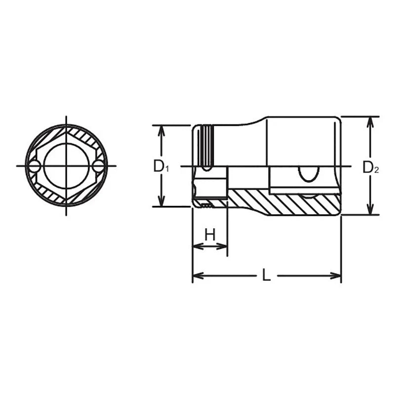 Koken 3450M-16 - 3/8" Sq Drive Nut Grip Socket 27mm Length