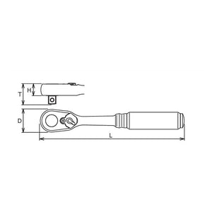 Koken 3725Z-280 - 3/8" Sq Drive Reversible Ratchet, 72 Teeth Z-Series