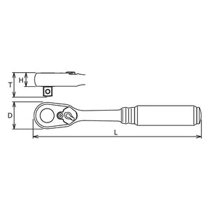 Koken 3725Z - 3/8" Sq Drive Reversible Ratchet, 178mm Length 72 Tooth, Z-Series