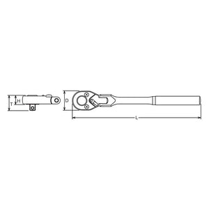 Koken 4774P-450 - 1/2 Sq. Dr. Ratchet Handle 24 teeth Flexible Head Length 450mm Polished Handle