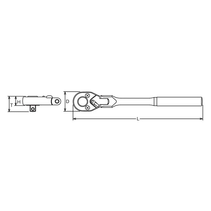 Koken 4774P-450 - 1/2 Sq. Dr. Ratchet Handle 24 teeth Flexible Head Length 450mm Polished Handle