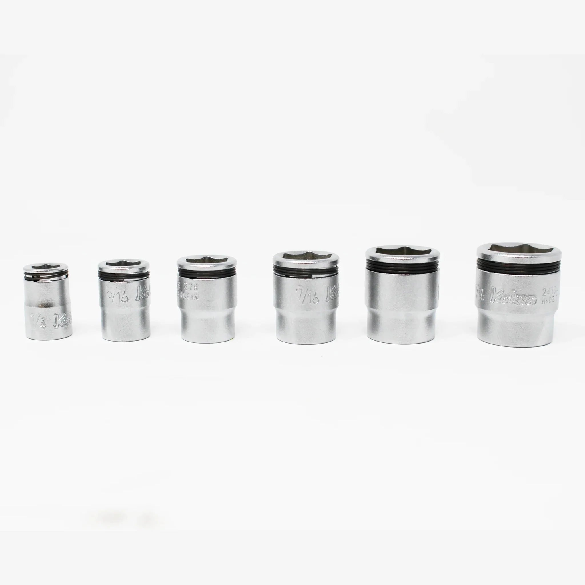Koken RS2450AS/6 - 1/4" Sq Drive Nut-Grip SAE Short Socket Rail Set, 6 pcs.
