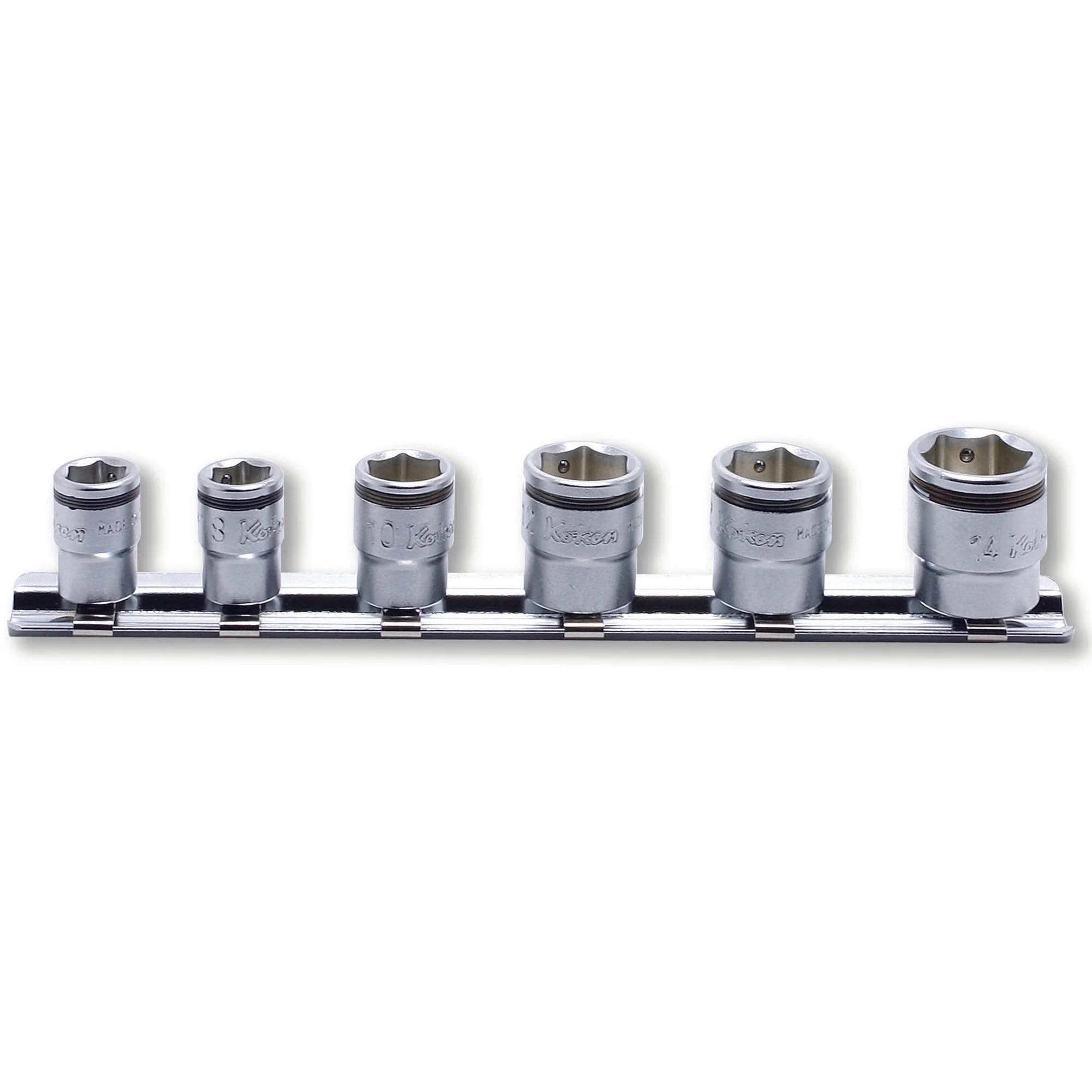 Koken RS2450MS/6 - 1/4" Sq Drive Short NUT GRIP Socket Set, 7-14mm Length - 6 pieces