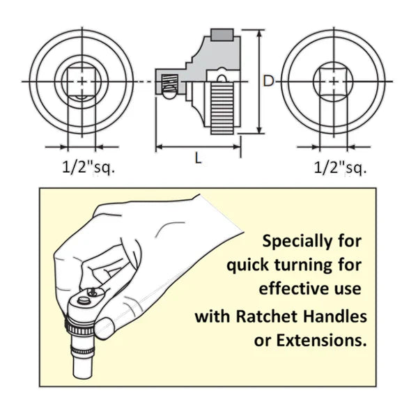Nepros NBE48 1/2" Ratchet Quick Spinner-Liger Tools