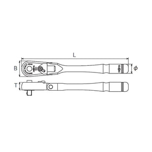 Nepros NBR290F 1/4" 90-Tooth Ratchet, Flex-Liger Tools