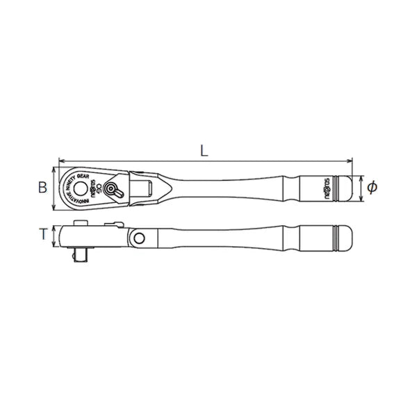 Nepros NBR290F 1/4" 90-Tooth Ratchet, Flex-Liger Tools