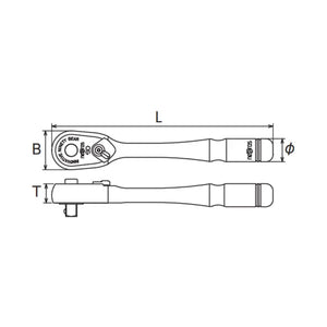 Nepros NBR290S 1/4" 90-Tooth Ratchet, Short-Liger Tools