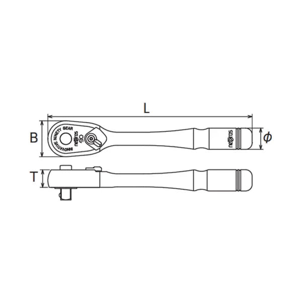 Nepros NBR290S 1/4" 90-Tooth Ratchet, Short-Liger Tools