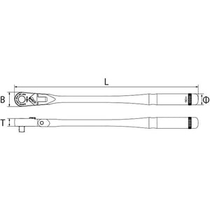 Nepros NBR390AFL 3/8" 90-Tooth Ratchet, Flex, Long-Liger Tools