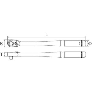 Nepros NBR390AL 3/8" 90-Tooth Ratchet, Long-Liger Tools