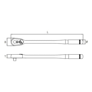 Nepros NBR490L 1/2" 90-Tooth Ratchet, Long-Liger Tools