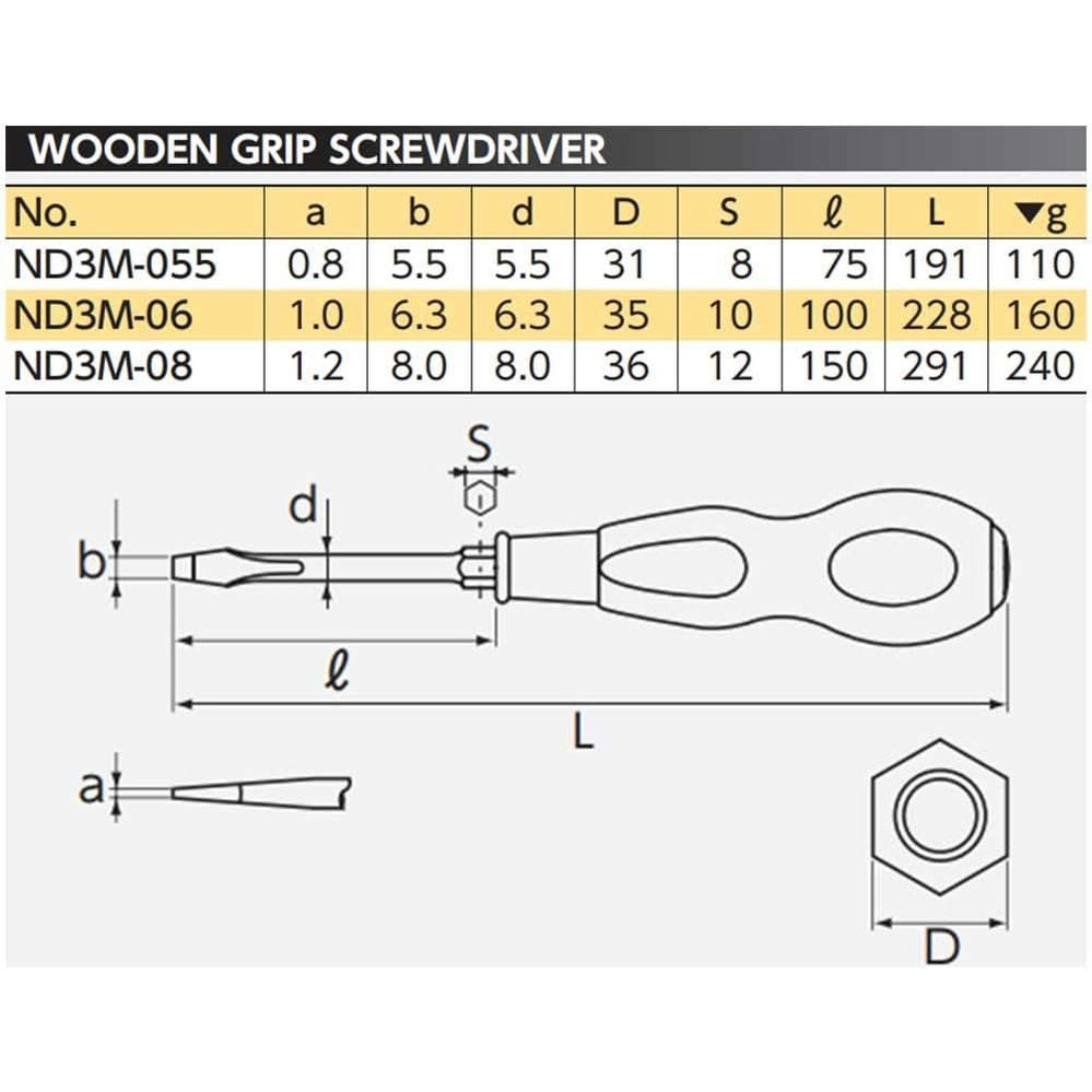 Nepros ND3M Slotted Wooden Screwdrivers-Liger Tools