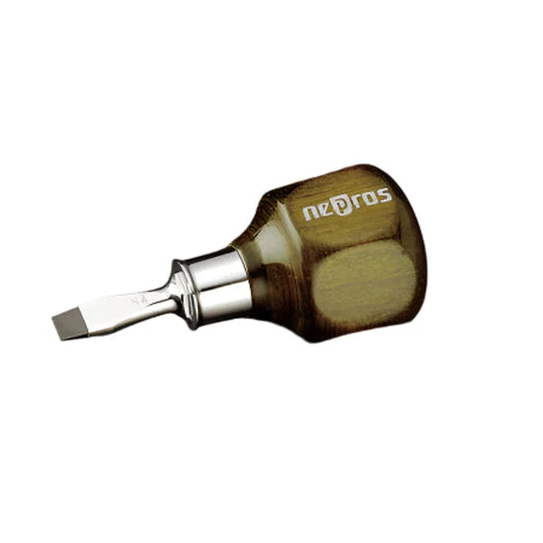Nepros ND3MS-06 Wooden Stubby Screwdriver, Slotted, 6.3mm-Liger Tools
