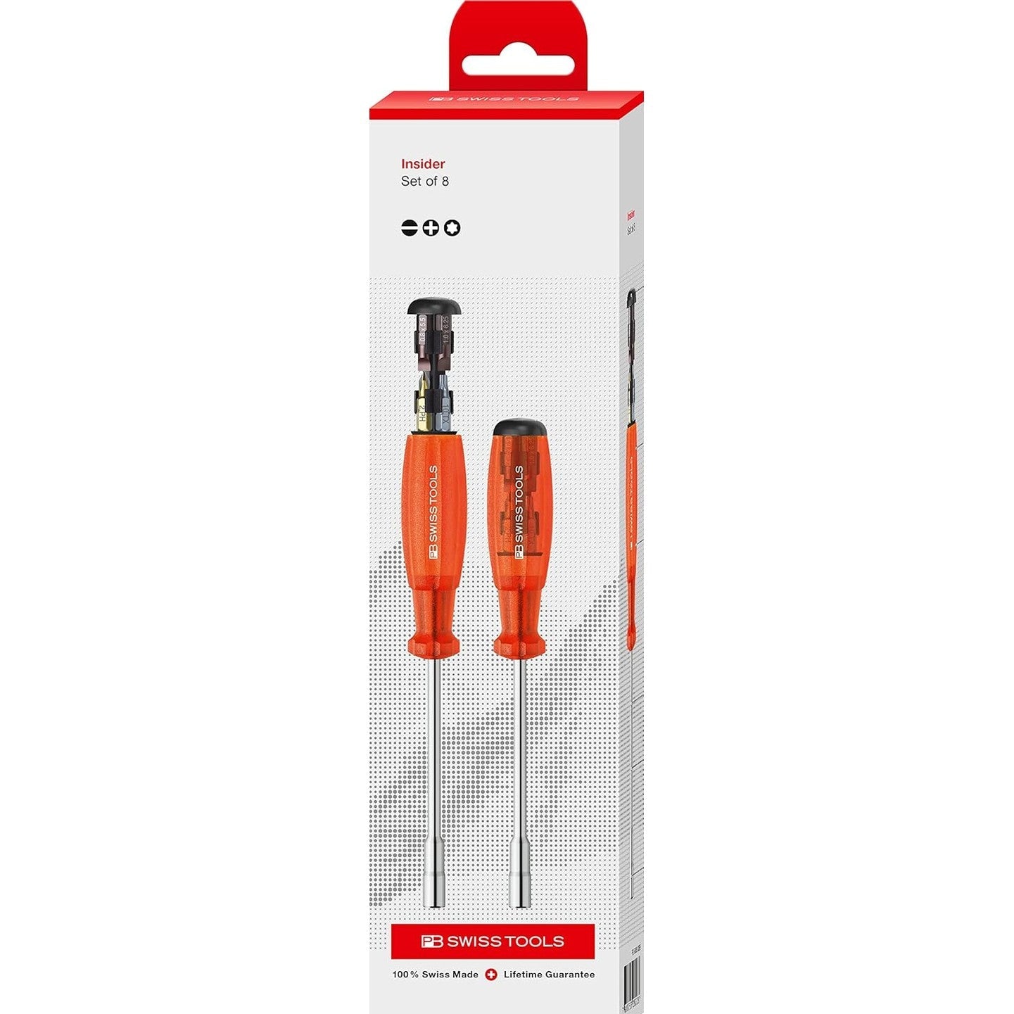 PB Swiss PB 6465.Red CBB - Insider Long – universal holder for 1/4” bits, including 8 C6 Precision Bits