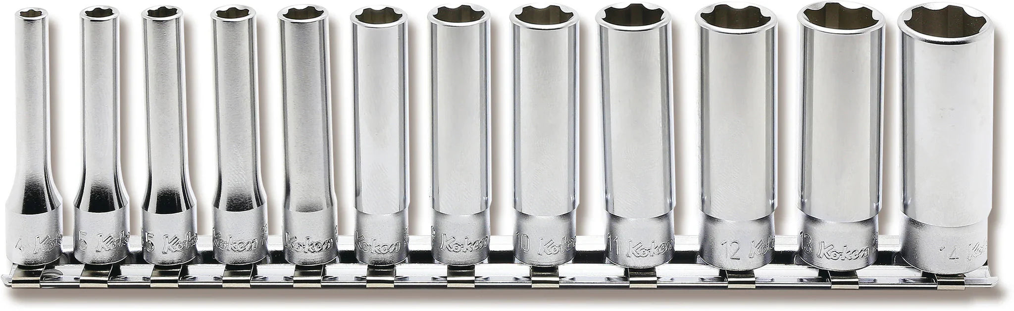 Koken RS2310M/12 - 12 Piece 1/4 Sq. Dr. Surface Drive Deep Metric Socket Set-Liger Tools